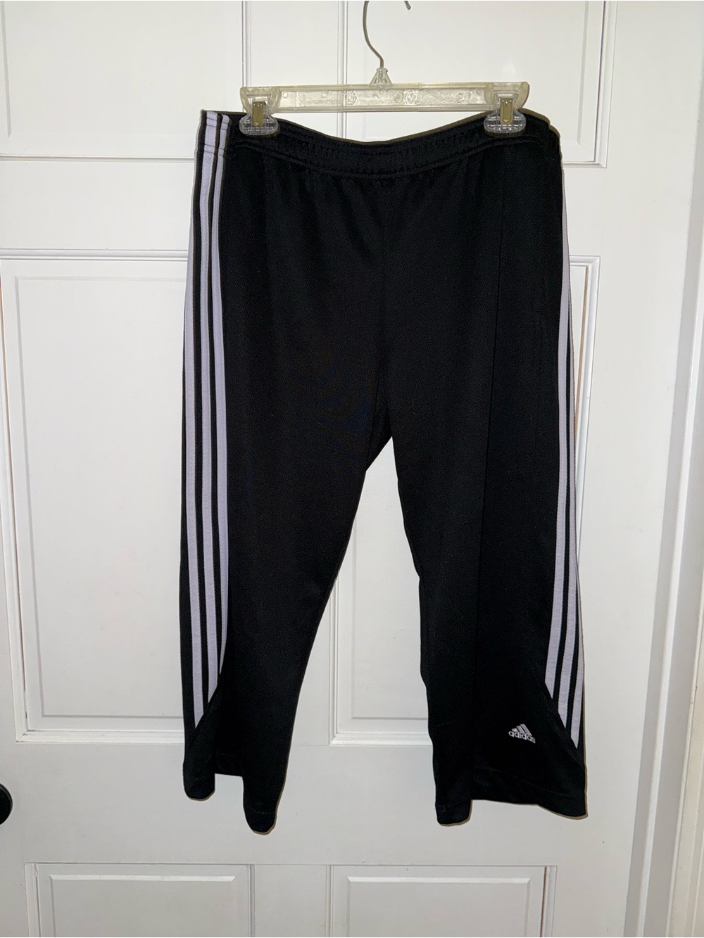 Adidas Black Capris with White Side Stripes